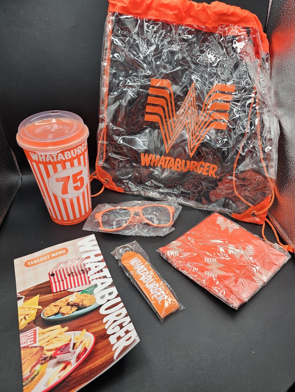 Whataburger Swag Backpack Winner Set Keychain Sunglasses Menu Handkerchief Texas